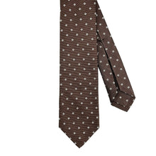 Charger l'image dans la galerie, Cravate 7 plis marron motif blanc