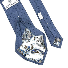 Charger l'image dans la galerie, Cravate 7 plis bleu à pois