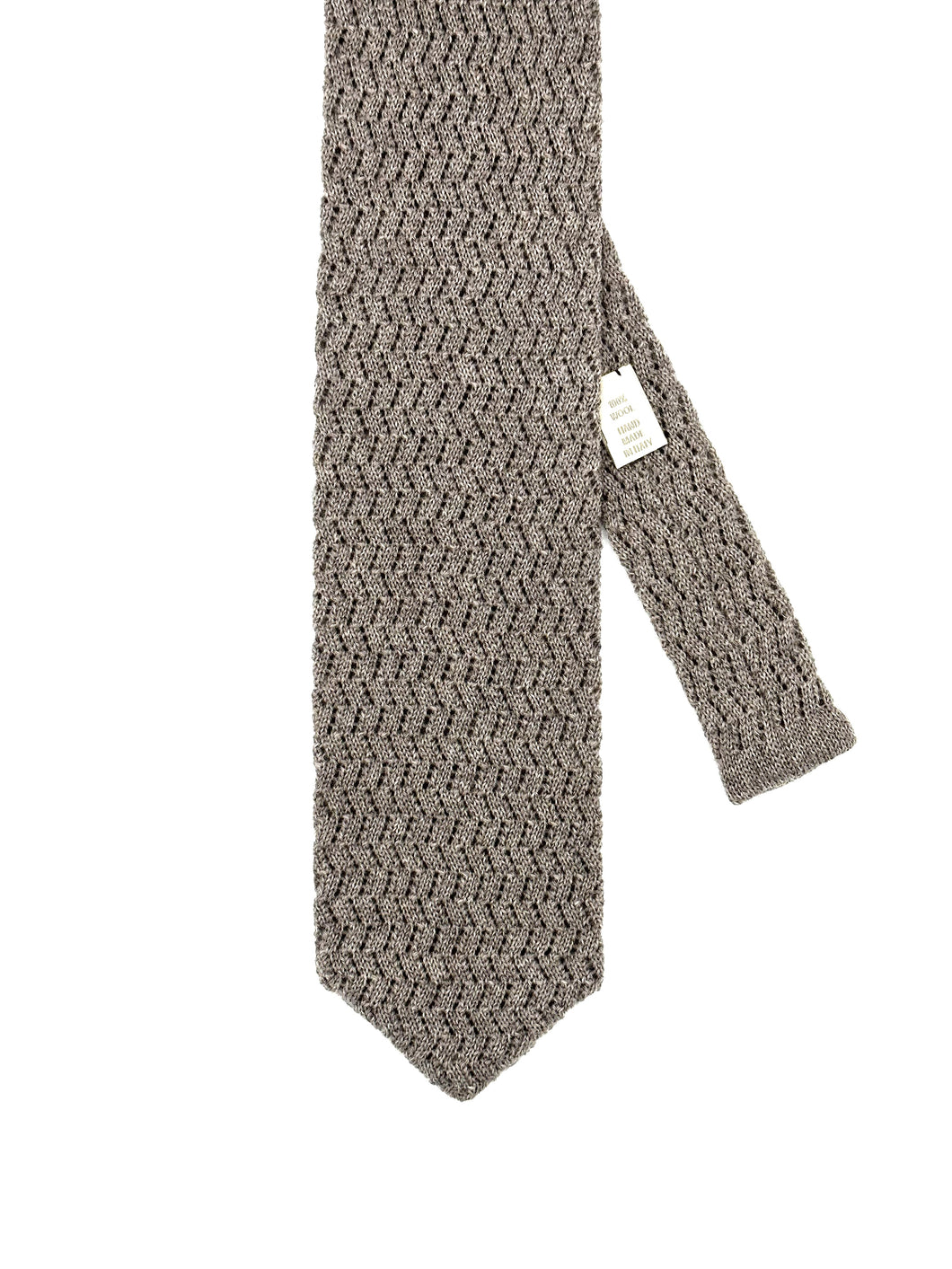 Cravate tricot laine zig zag gris clair