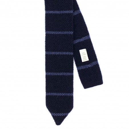 Cravate en tricot cachemire bleu moyen