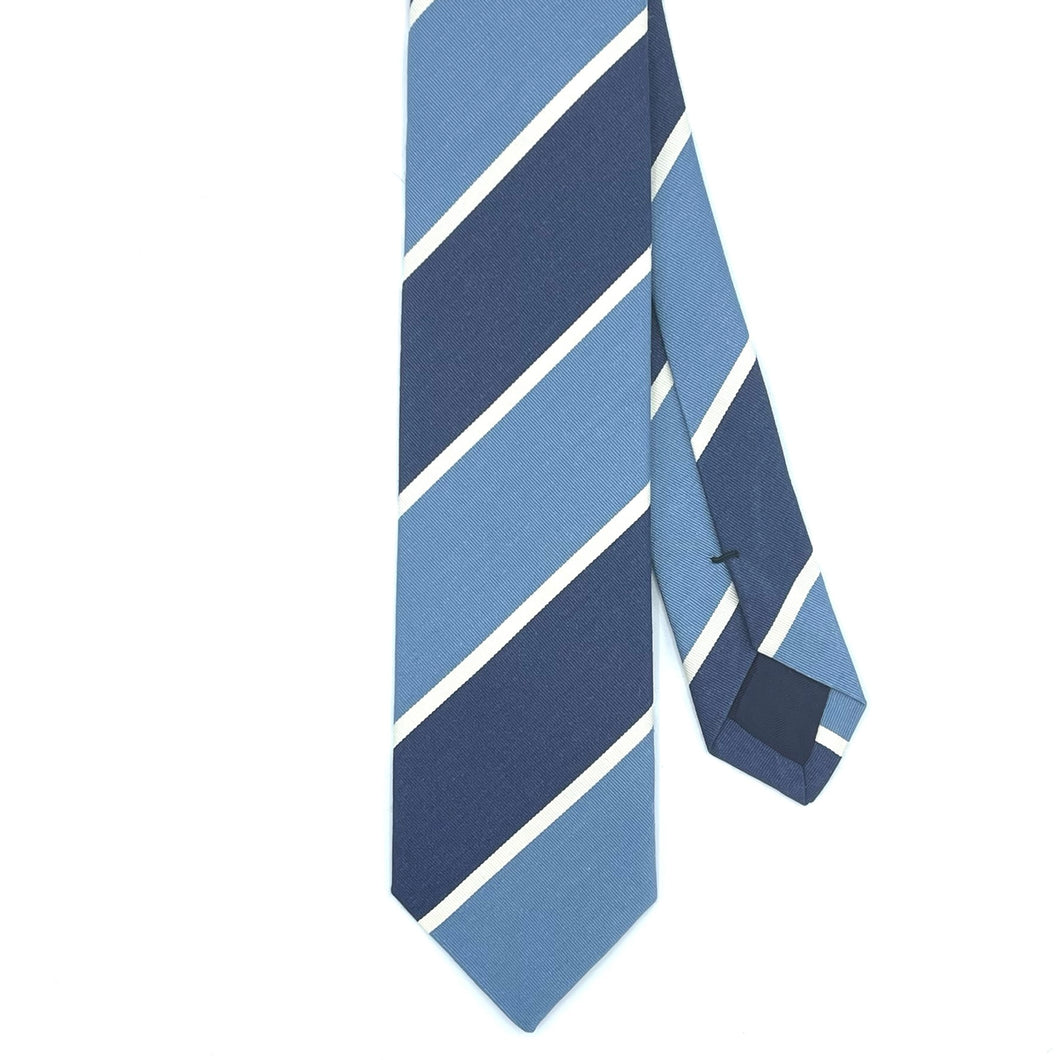 Cravate premium bleue grosse rayure