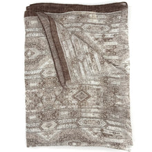 Charger l&#39;image dans la galerie, Foulard en lin imprimée motif tapis persan marron
