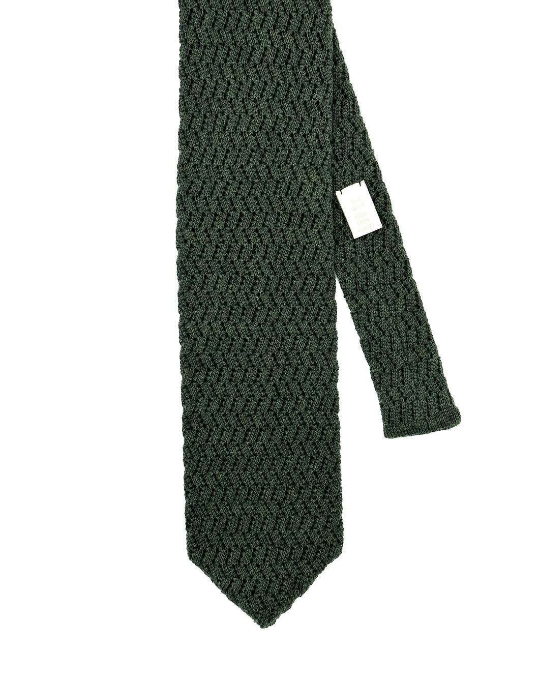 Cravate tricot laine zig zag vert foncé