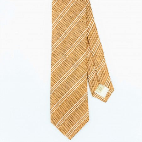 Cravate orange à rayures blanches