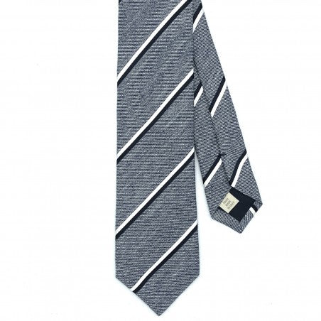 Cravate bleue à rayures navy et blanc