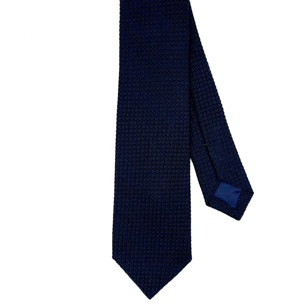 Cravate en grenadine de soie bleu nuit