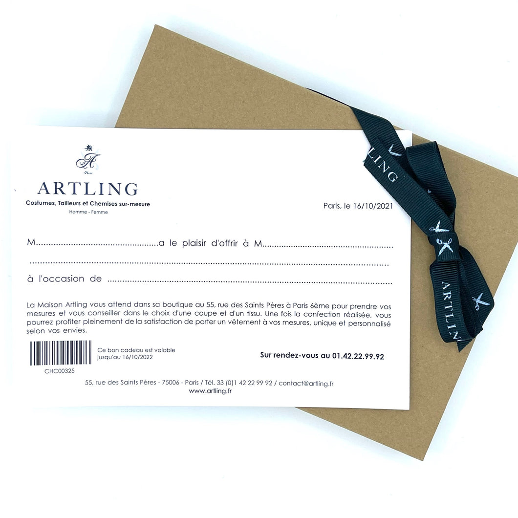 Carte cadeau costume ou tailleur 1150 €